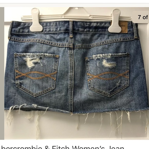 A&F Women’s Distressed Raw Hem Jean Mini Skirt 6 - Picture 5 of 8